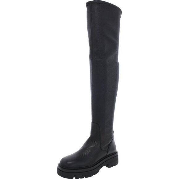 Steve Madden Womens Industry Black Leather Chunky...